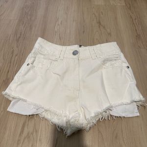 BALMAIN WHITE DENIM SHORTS